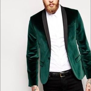 ASOS skinny green velvet never worn suit jacket